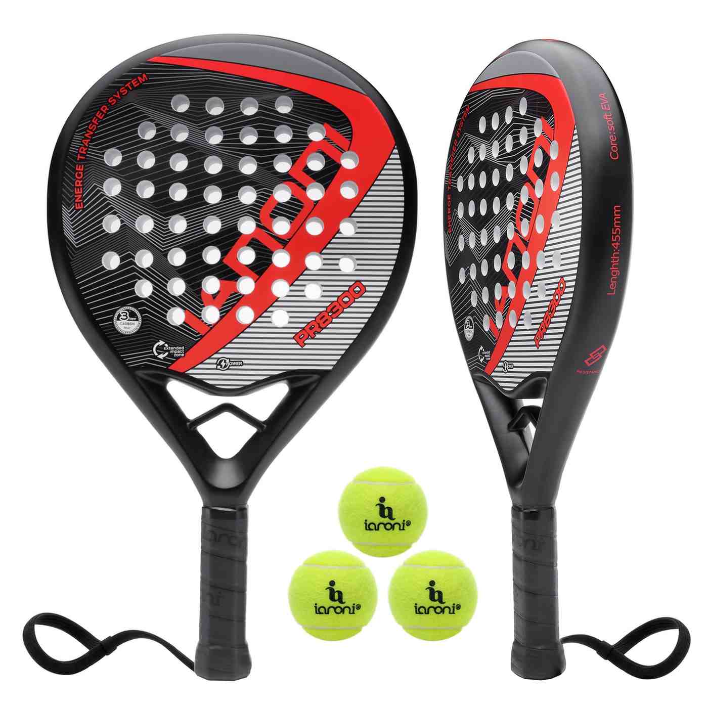 Premsons® PR8300 Full Carbon Padel Racket – Professional Control & Power Paddle with EVA Core - Red