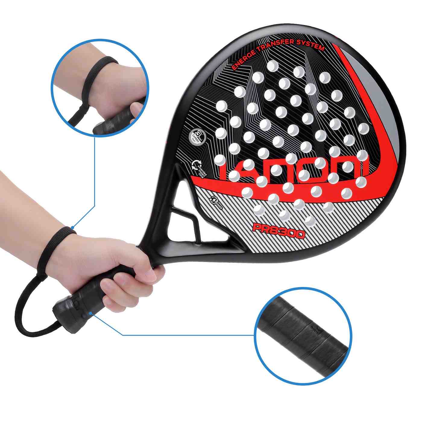Premsons® PR8300 Full Carbon Padel Racket – Professional Control & Power Paddle with EVA Core - Red