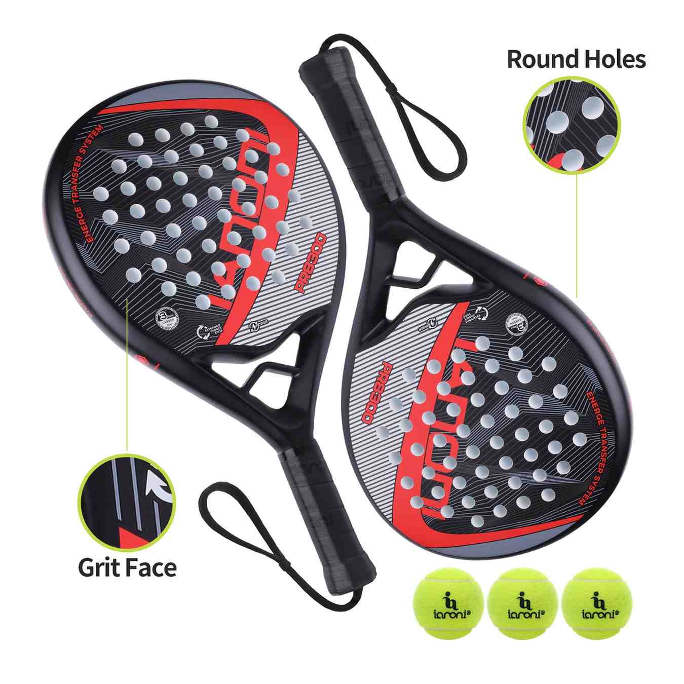 Premsons® PR8300 Full Carbon Padel Racket – Professional Control & Power Paddle with EVA Core - Red