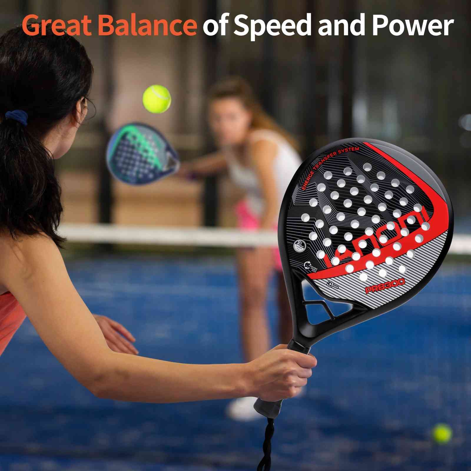Premsons® PR8300 Full Carbon Padel Racket – Professional Control & Power Paddle with EVA Core - Red