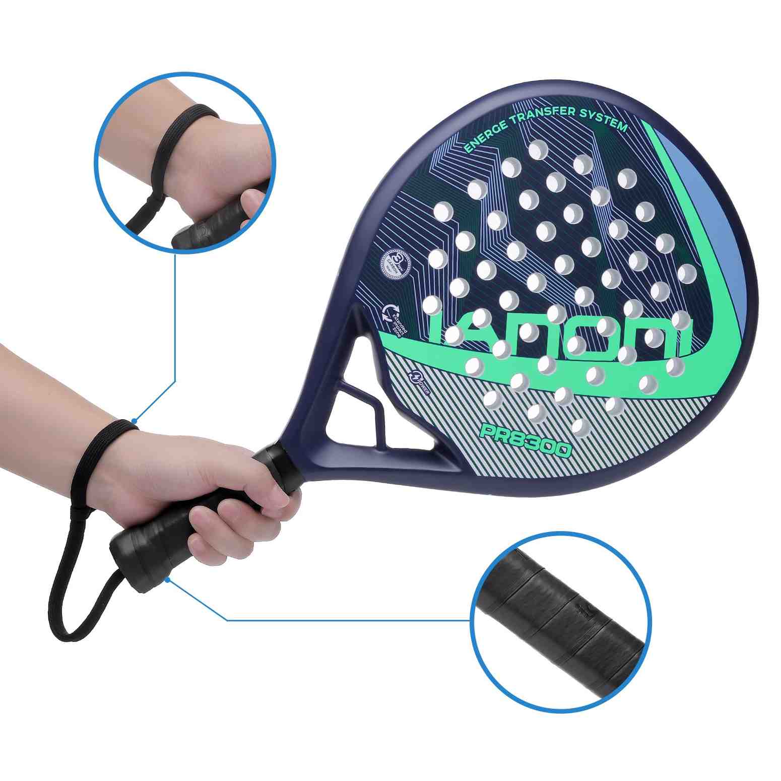 Premsons® PR8300 Full Carbon Padel Racket – Professional Control & Power Paddle with EVA Core - Blue