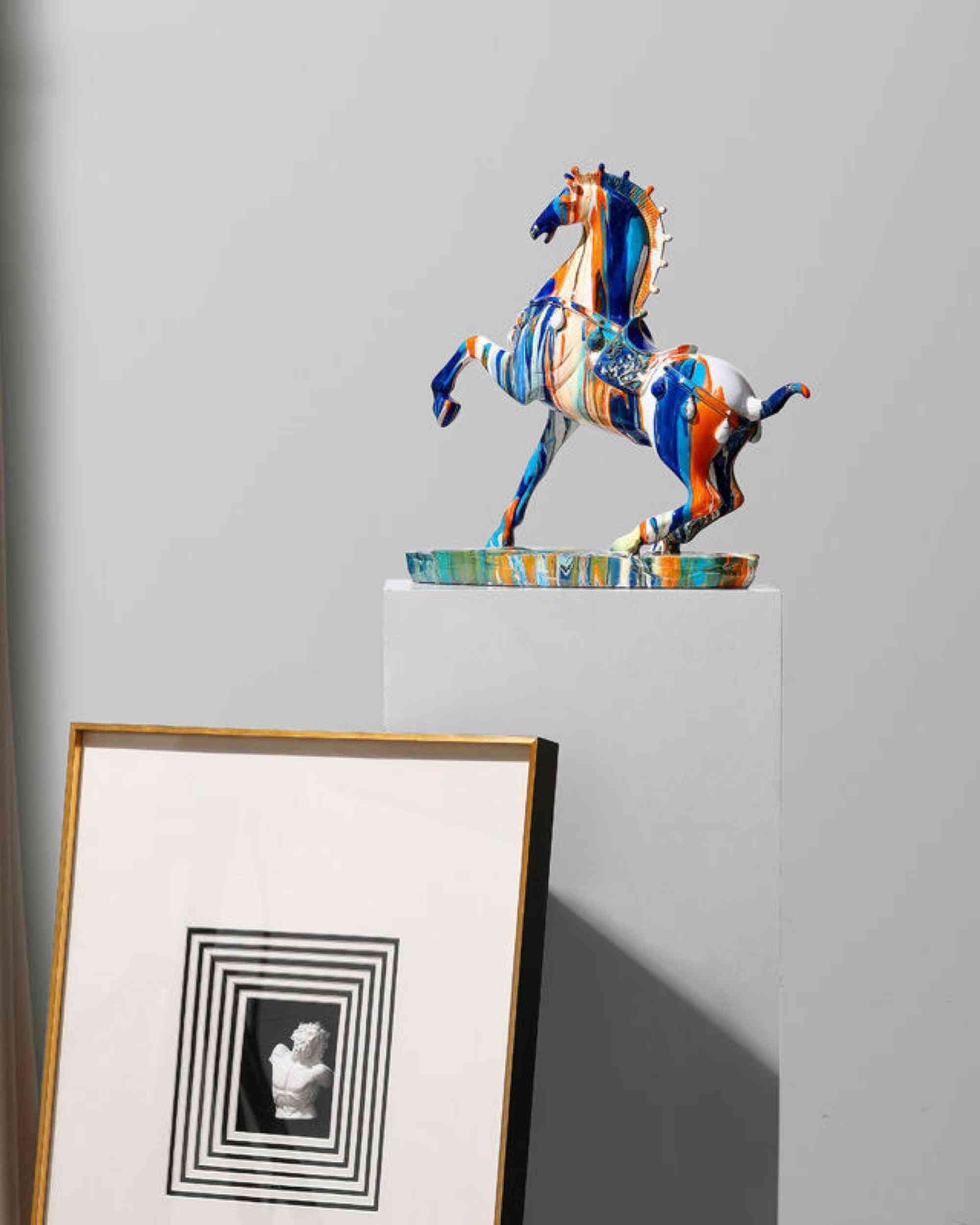Premsons® Pop Art Horse Sculpture – Graffiti Resin Figurine – Multicolour