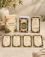 Mahjong combination card set with illustrated tiles; boxed deck of 49 cards.