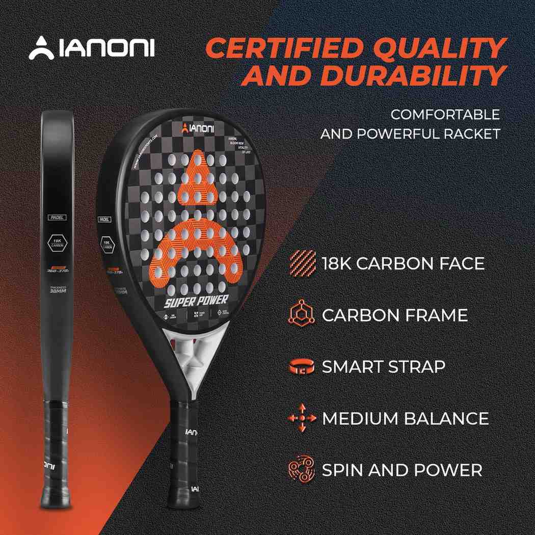 Premsons® 18K Carbon Fiber Super Power Padel Racket – Premium Power, Spin & Control - Black & Orange