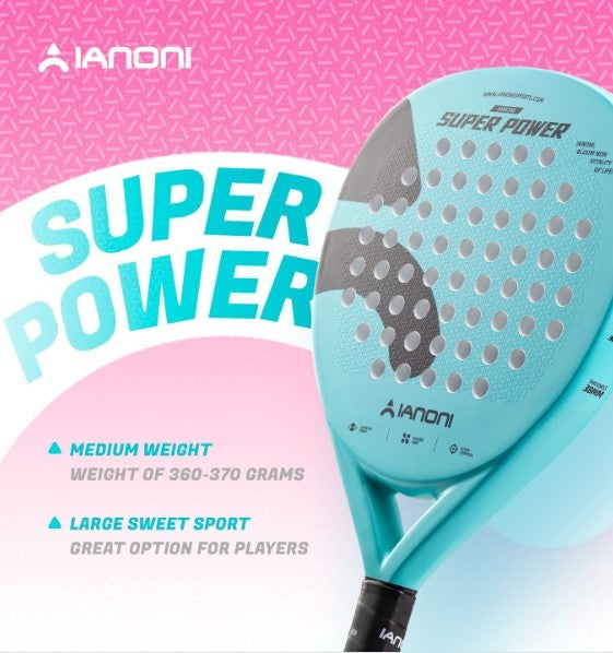 Premsons® Super Power Carbon Fiber Padel Racket – 3D Surface Power & Control Paddle with EVA Core - Blue