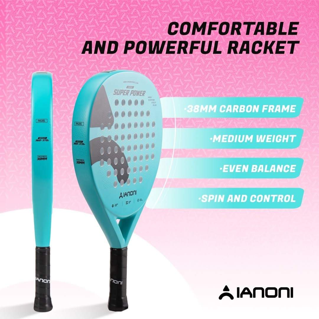 Premsons® Super Power Carbon Fiber Padel Racket – 3D Surface Power & Control Paddle with EVA Core - Blue