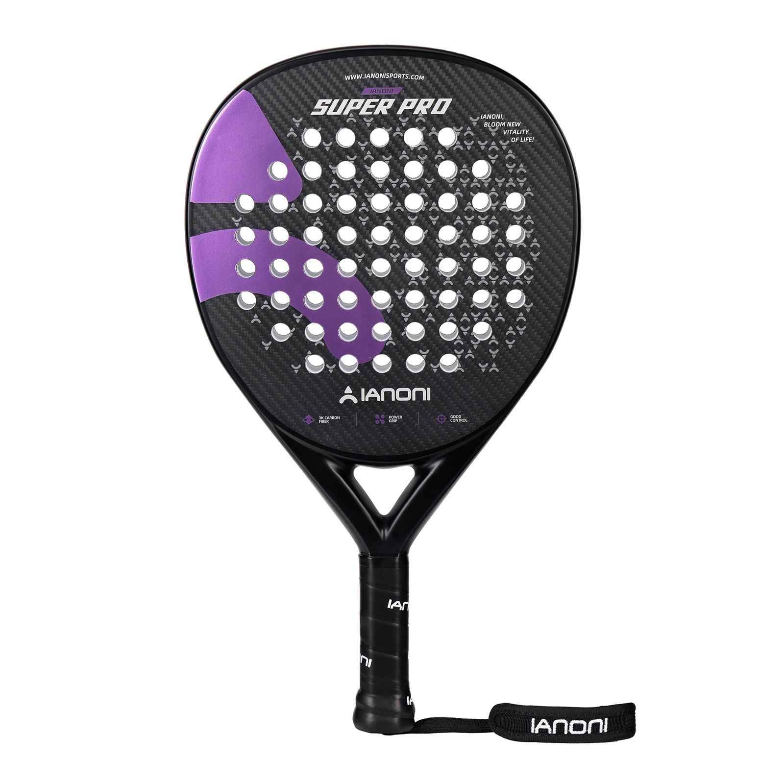 Premsons® Super Pro 3K Carbon Fiber Padel Racket – 3D Surface Control & Power Paddle with EVA Core - Black & Purple