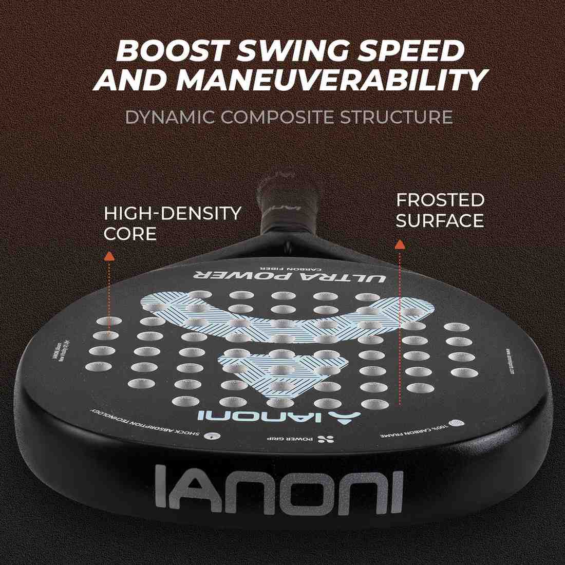 Premsons® Ultra Power Carbon Fiber Padel Racket – High Power Spin Paddle with EVA Core - Black & Light Blue