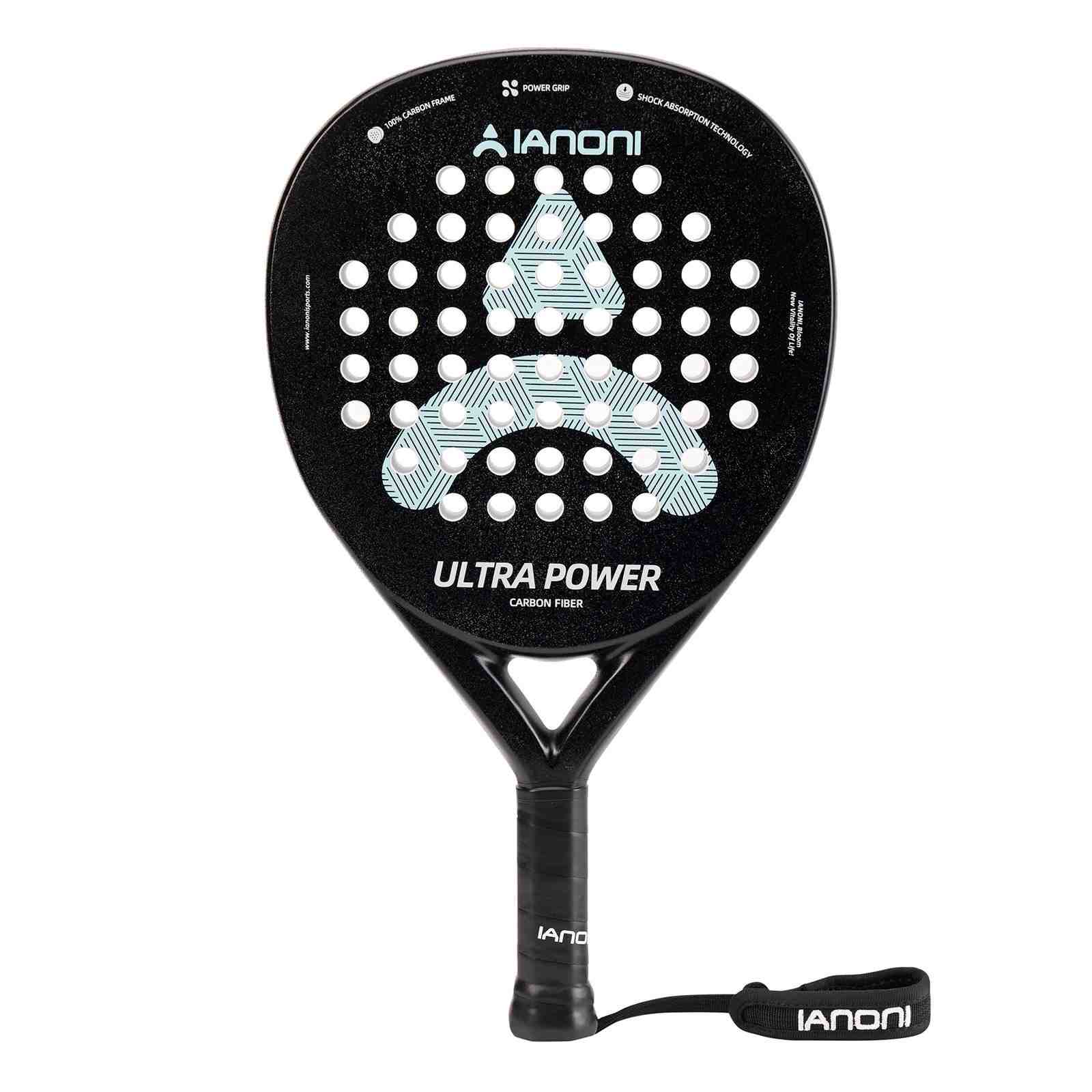 Premsons® Ultra Power Carbon Fiber Padel Racket – High Power Spin Paddle with EVA Core - Black & Light Blue