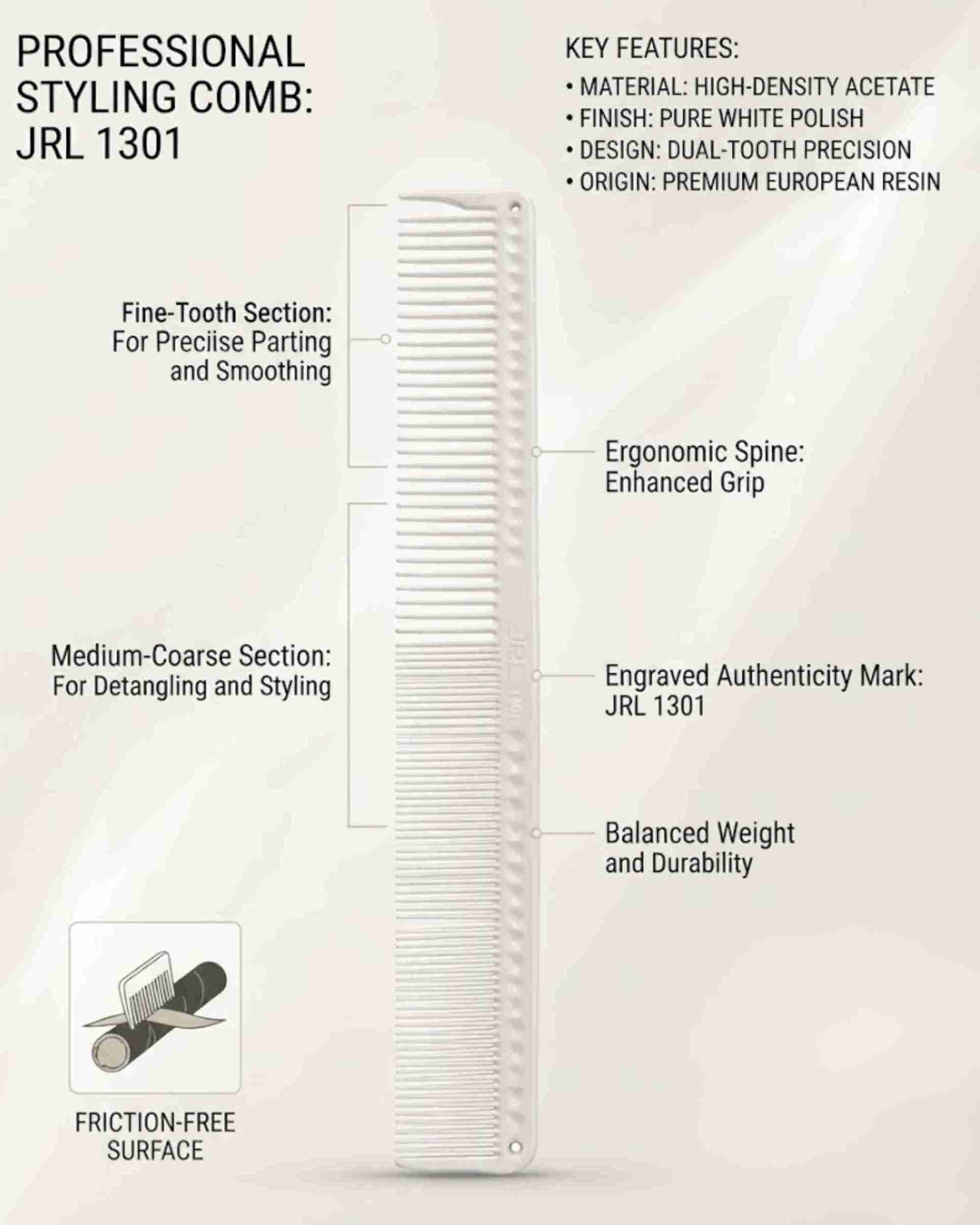 Premsons® JRL J301  7" Professional Hair Cutting Comb
