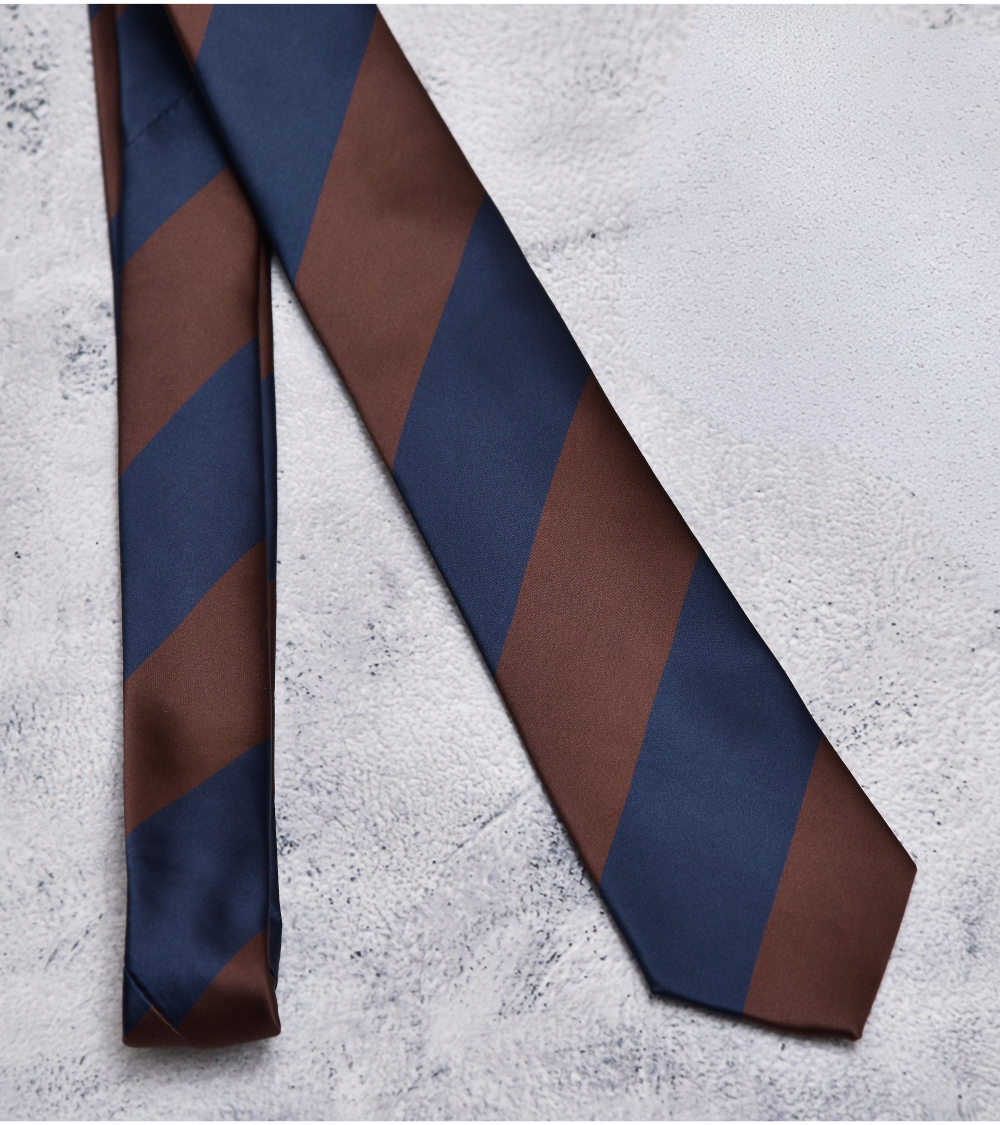 Premsons® Classic Dual-Tone Striped Neck Tie – Elegant Brown & Navy Blue Diagonal Design | Formal & Business Wear for Men