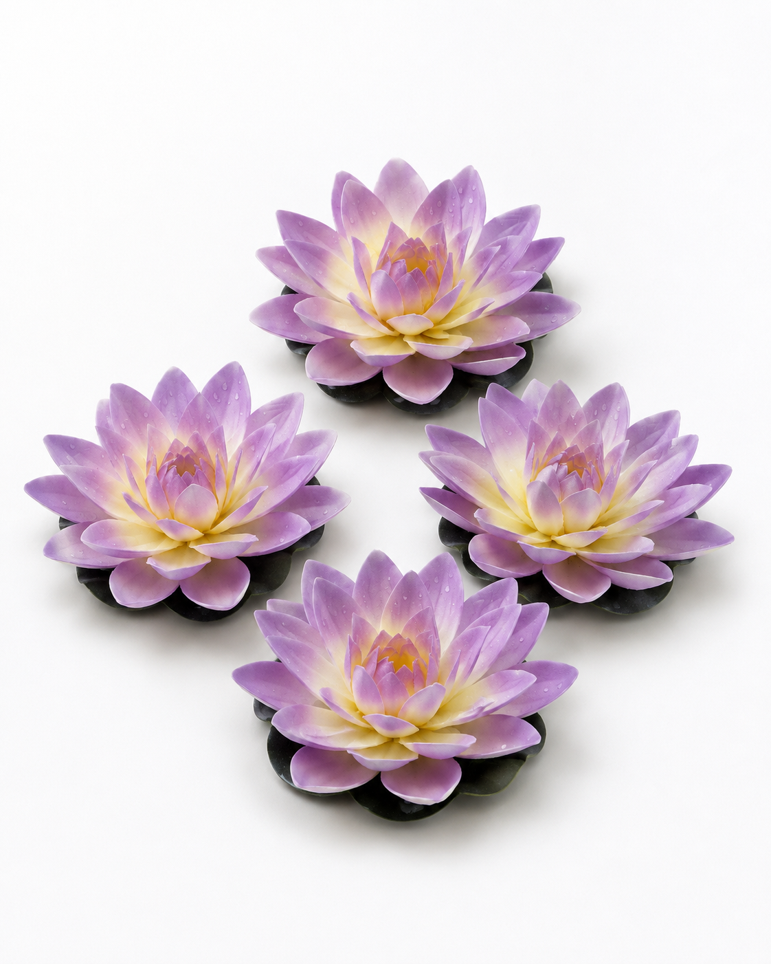 Premsons®Premium Artificial Lavender Floating Lotus Flowers Set of 4 | Realistic Decorative Flowers for Urli, Water Bowl, Centerpiece, Diwali, Wedding & Home Décor