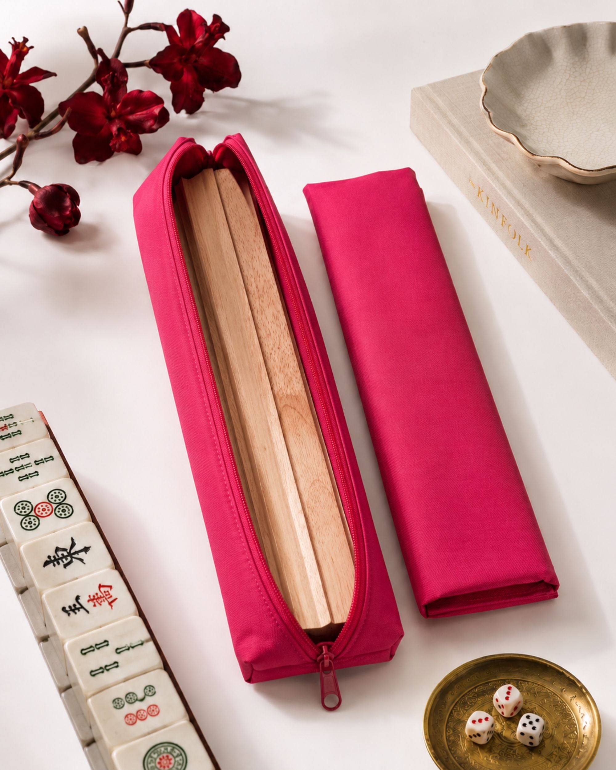 Premsons® Premium Mahjong Wooden Rack Cover– Protective Storage-Red