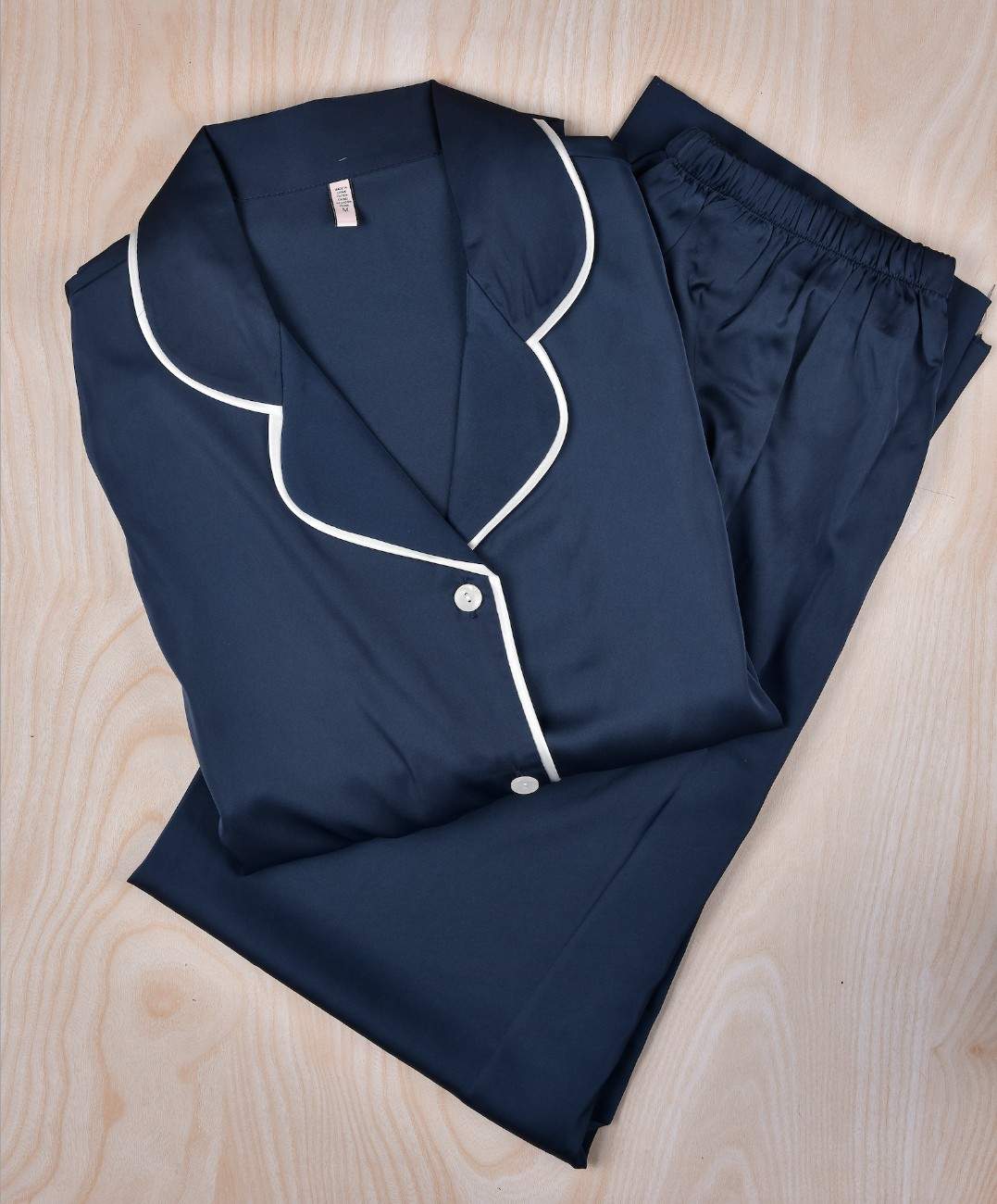 Premsons® Satin-Smooth Silk Nightwear Set - Relaxed Fit Pajamas with Button Shirt with Lining