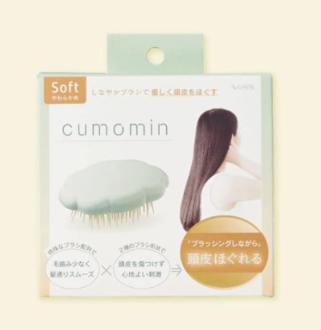 climomin packaged cloud-shaped hair brush for detangling, with soft mint cushion base