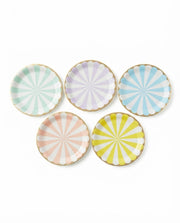Premsons® Multicolor Party Plates – Pastel Rainbow Design | Gold Rim Disposable Plates for Birthdays & Celebrations (set of 10 ) (Pack of 2)