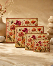 Premsons® Autumn Blooms Vegan Leather Zipper Pouch – Multipurpose Organiser – S, M, L & XL
