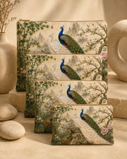 Premsons® Peacock Royale Vegan Leather Zipper Pouch – Multipurpose Organiser – S, M, L & XL