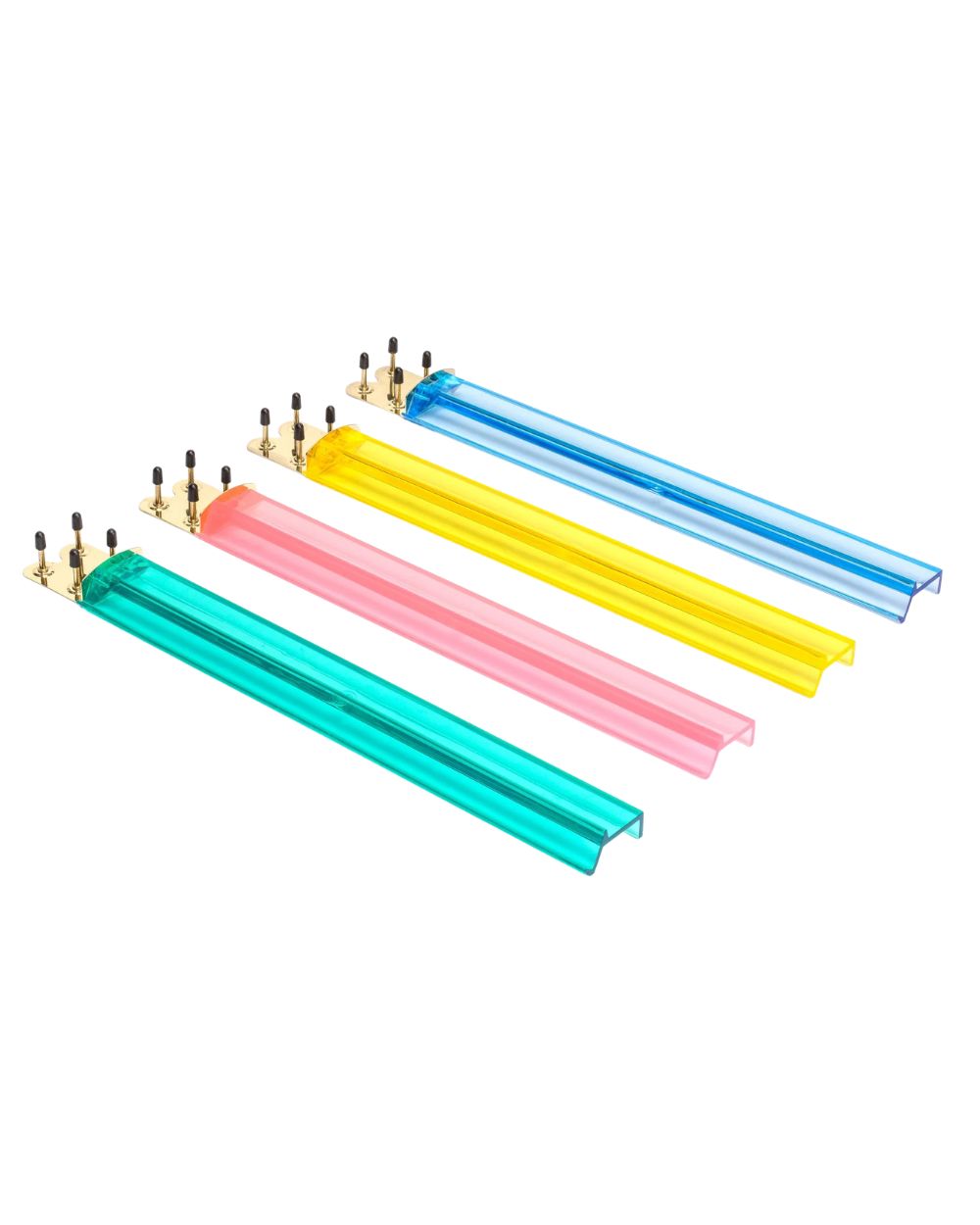 Premsons® Mahjong Acrylic Racks Set – Colourful Transparent Tile Racks for Mahjong Game Tables - Pink, Yellow, Blue & Green - Set of 4