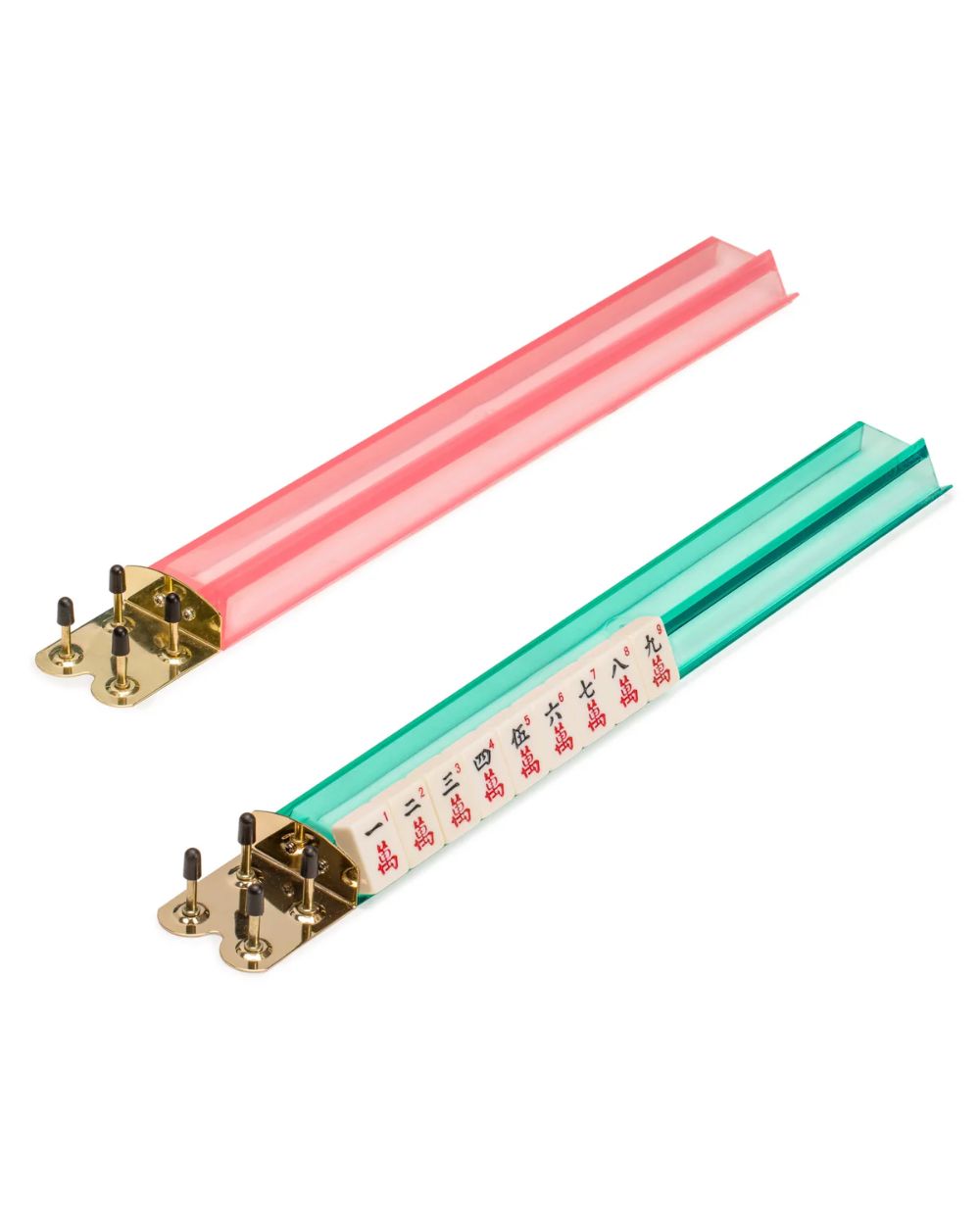 Premsons® Mahjong Acrylic Racks Set – Colourful Transparent Tile Racks for Mahjong Game Tables - Pink, Yellow, Blue & Green - Set of 4