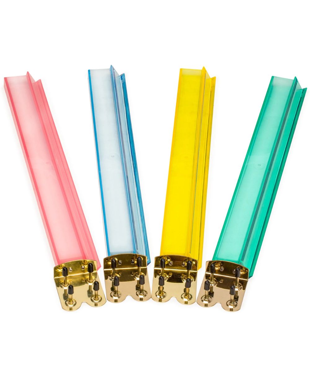 Premsons® Mahjong Acrylic Racks Set – Colourful Transparent Tile Racks for Mahjong Game Tables - Pink, Yellow, Blue & Green - Set of 4