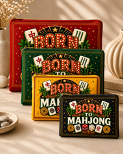 Premsons® Born to Mahjong Vegan Leather Zipper Pouch – Multipurpose Organiser – S, M, L & XL