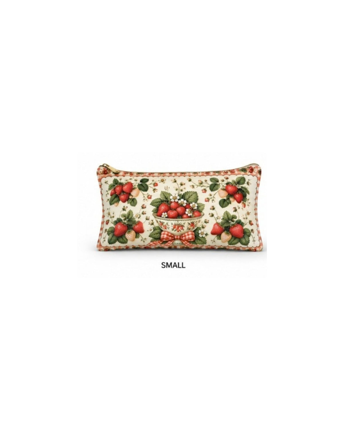 Premsons® Sweet Strawberries Vegan Leather Zipper Pouch – Multipurpose Organiser – S, M, L & XL
