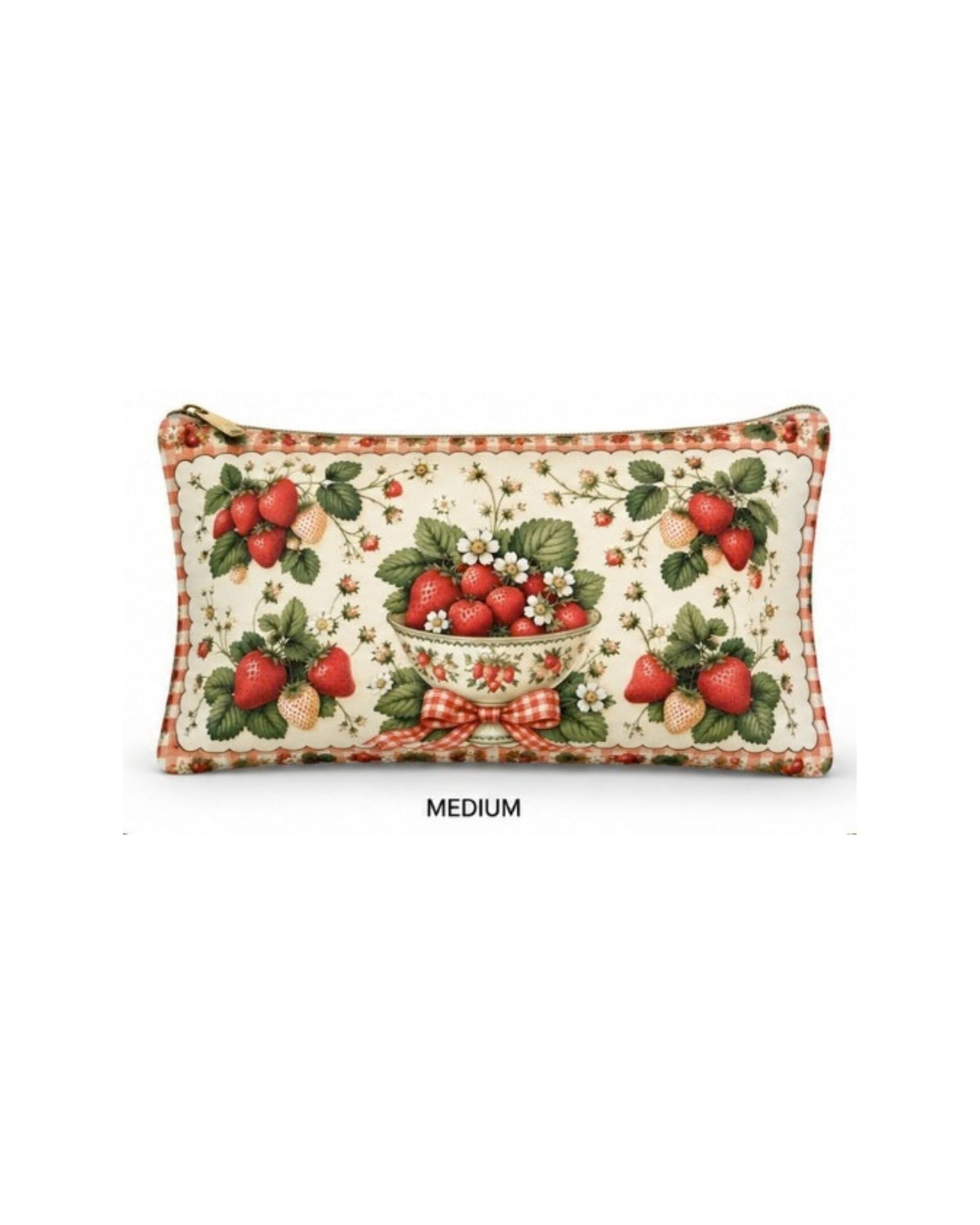 Premsons® Sweet Strawberries Vegan Leather Zipper Pouch – Multipurpose Organiser – S, M, L & XL