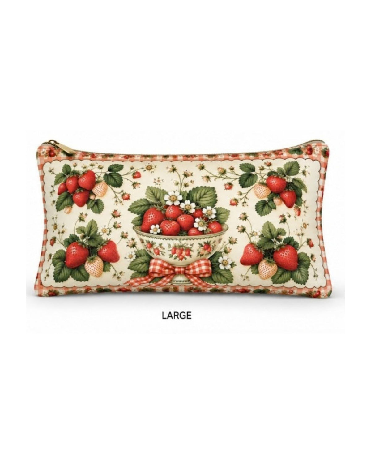 Premsons® Sweet Strawberries Vegan Leather Zipper Pouch – Multipurpose Organiser – S, M, L & XL