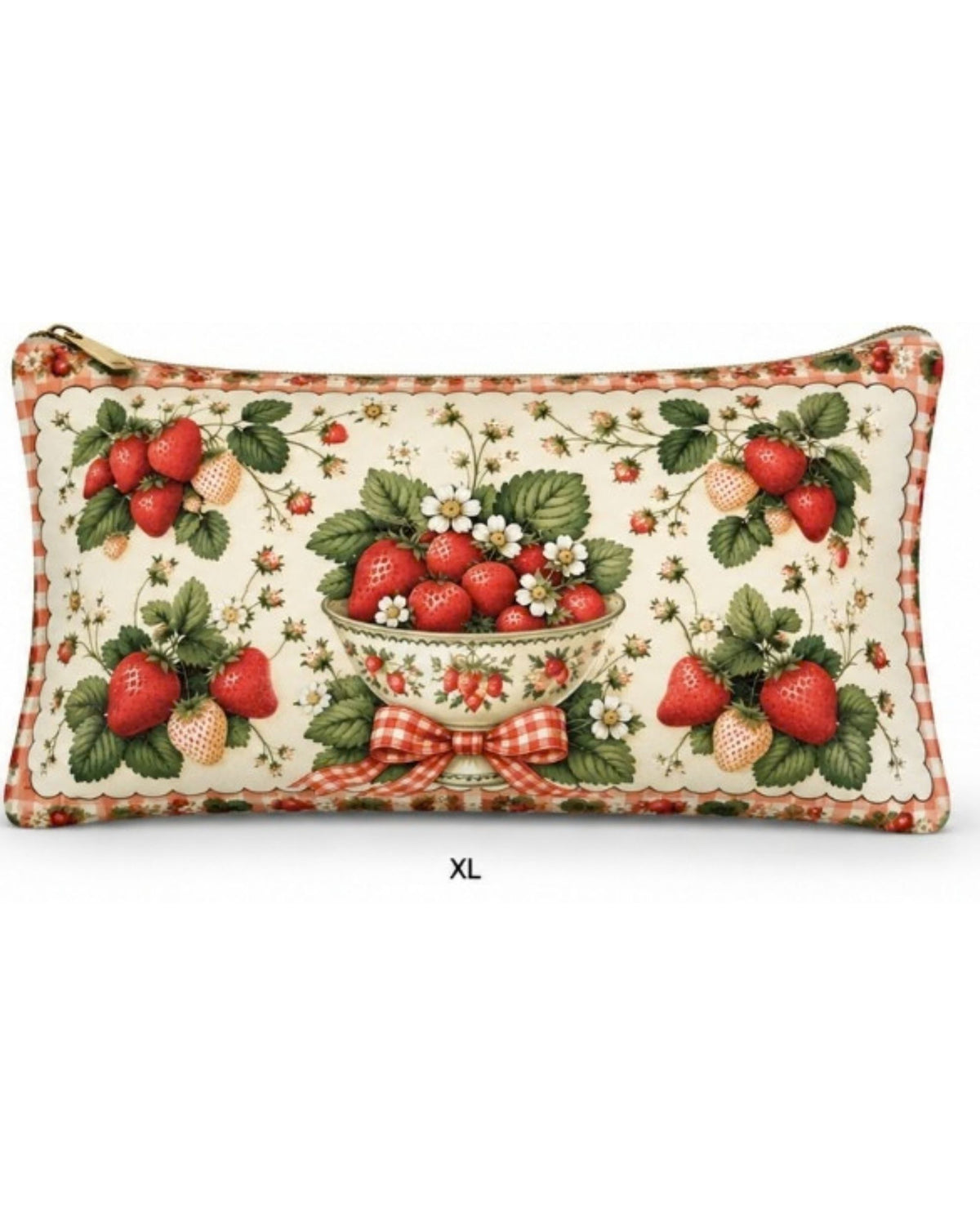 Premsons® Sweet Strawberries Vegan Leather Zipper Pouch – Multipurpose Organiser – S, M, L & XL