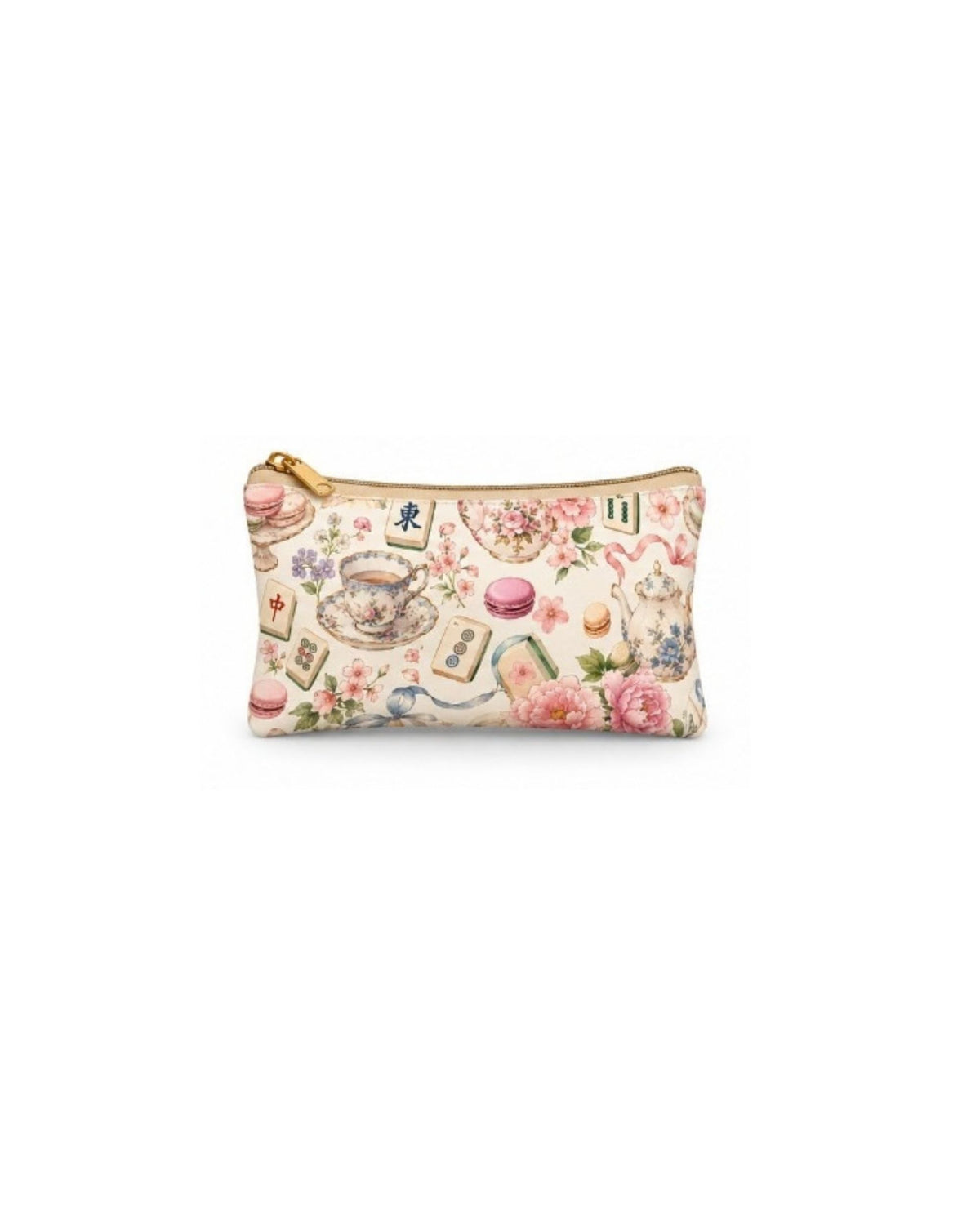 Premsons® Tea Party Vegan Leather Zipper Pouch – Multipurpose Organiser – S, M, L & XL