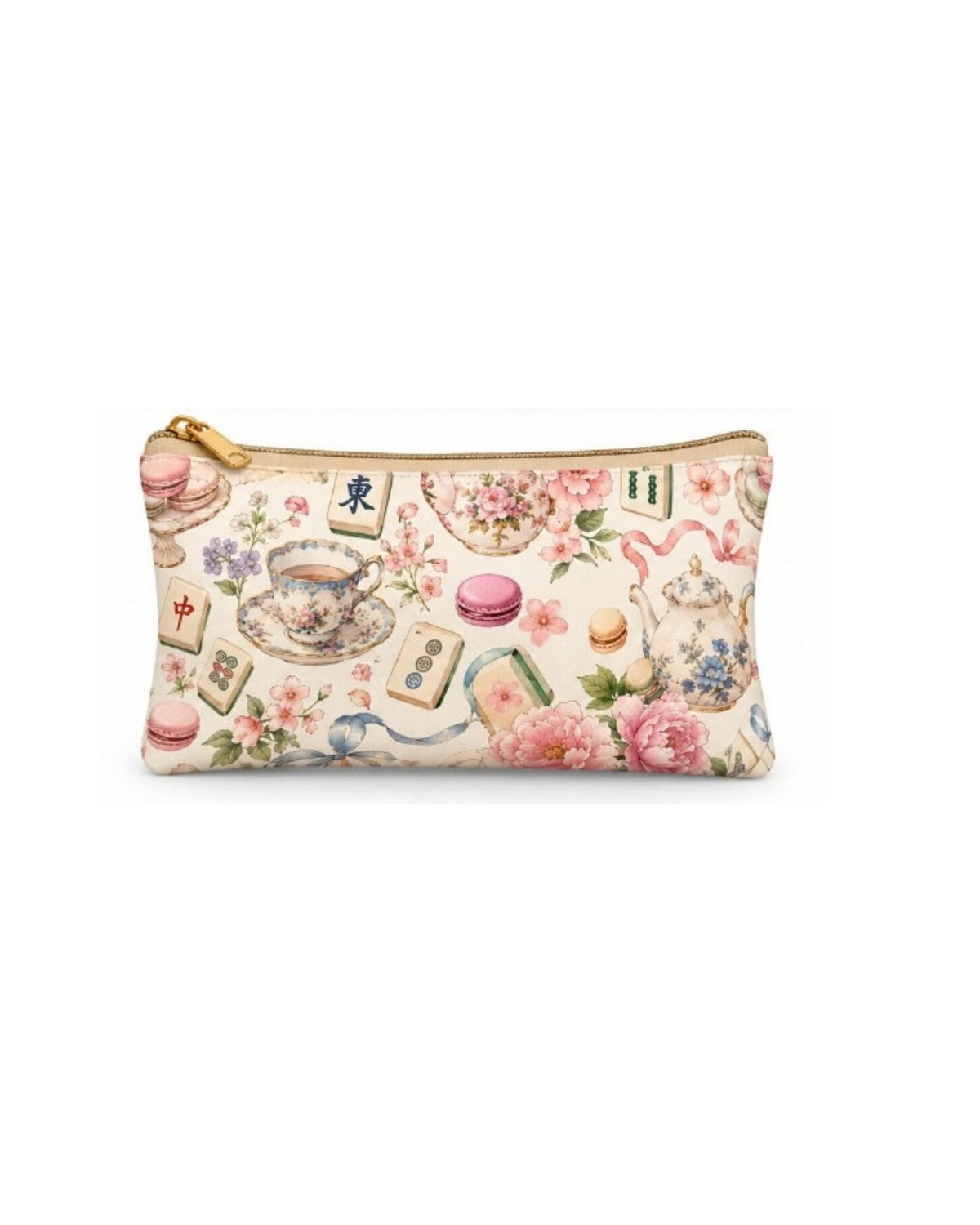 Premsons® Tea Party Vegan Leather Zipper Pouch – Multipurpose Organiser – S, M, L & XL