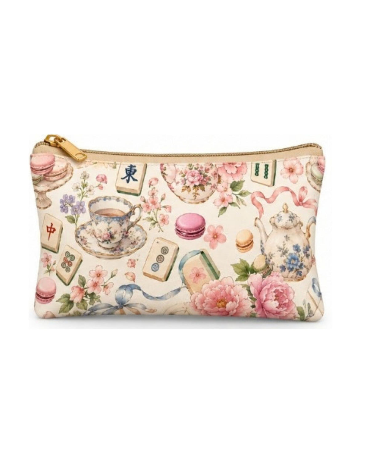 Premsons® Tea Party Vegan Leather Zipper Pouch – Multipurpose Organiser – S, M, L & XL