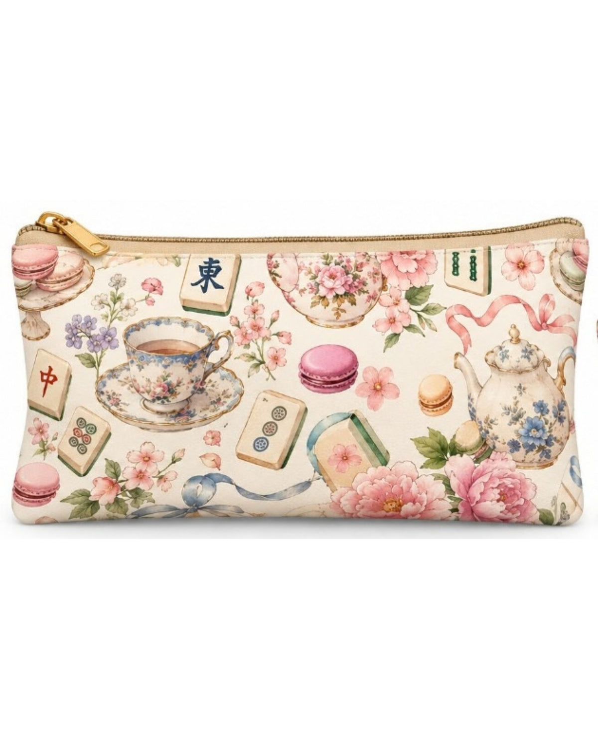Premsons® Tea Party Vegan Leather Zipper Pouch – Multipurpose Organiser – S, M, L & XL