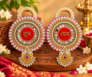 Premsons Shubh Labh Hanging with Shreenathji Design, Pearl Tassels & Mirror Work