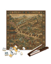 Premsons® Silk Roads of Xi’an Mahjong Table Mat – Premium Anti-Slip Square Gaming & Decorative Mat - 23 x 23 inch - Versatile Non-Slip Play Surface