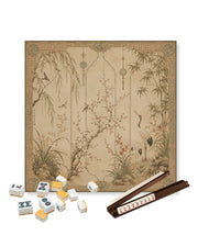 Premsons® Silk & Crane Mahjong Table Mat – Premium Anti-Slip Square Gaming & Decorative Mat - 23 x 23 inch - Versatile Non-Slip Play Surface