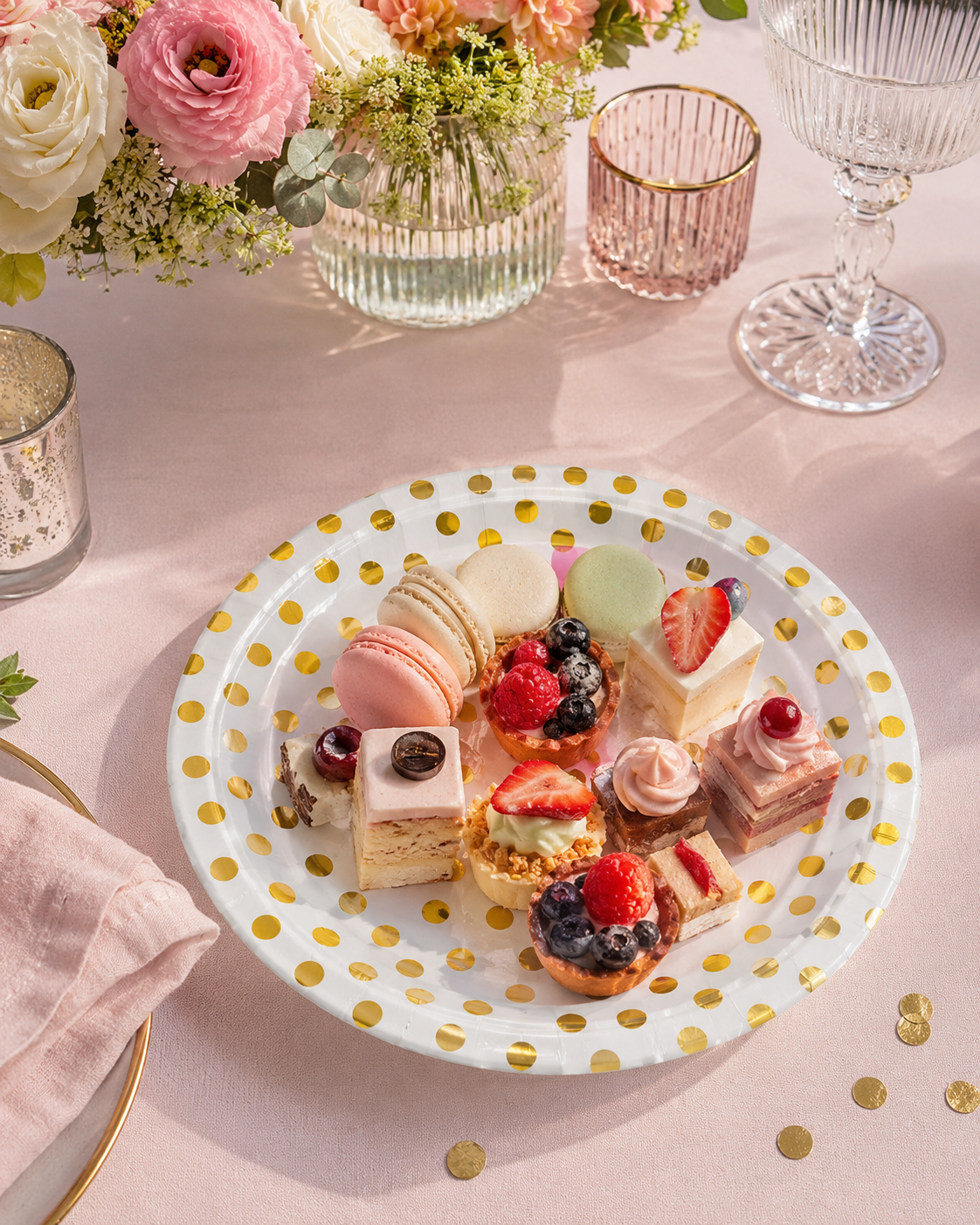 Premsons® Gold & Silver Polka Dot Party Plates – Elegant Disposable Plates for Birthdays, Parties & Celebrations (Set of 10) (Pack of 2)