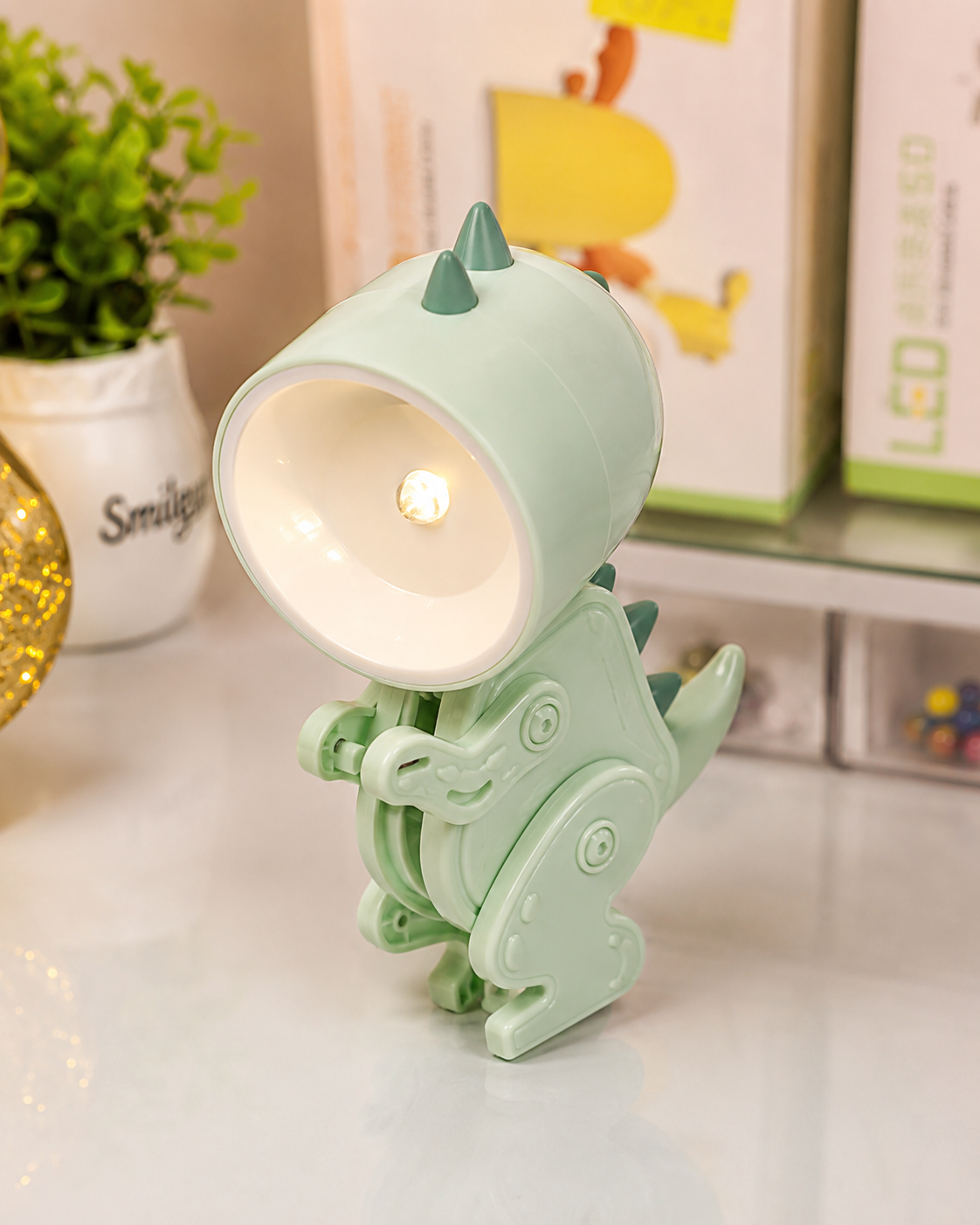 Premsons® Mini Dinosaur Clip-On LED Night Light – Cute Rechargeable Dino Lamp for Kids