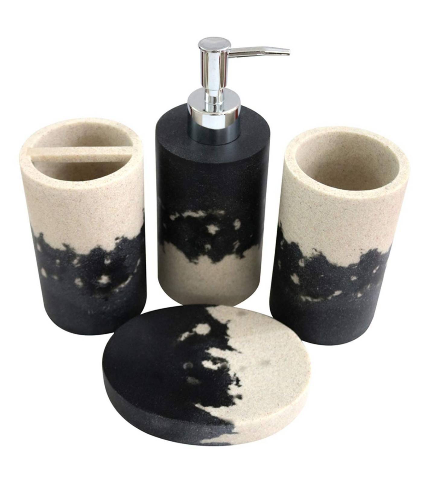 Premsons® Starry Sky Bathroom Accessories Set of 4 – Dispenser, Soap Tray, Cup & Brush Stand – Durable Polyresin Finish