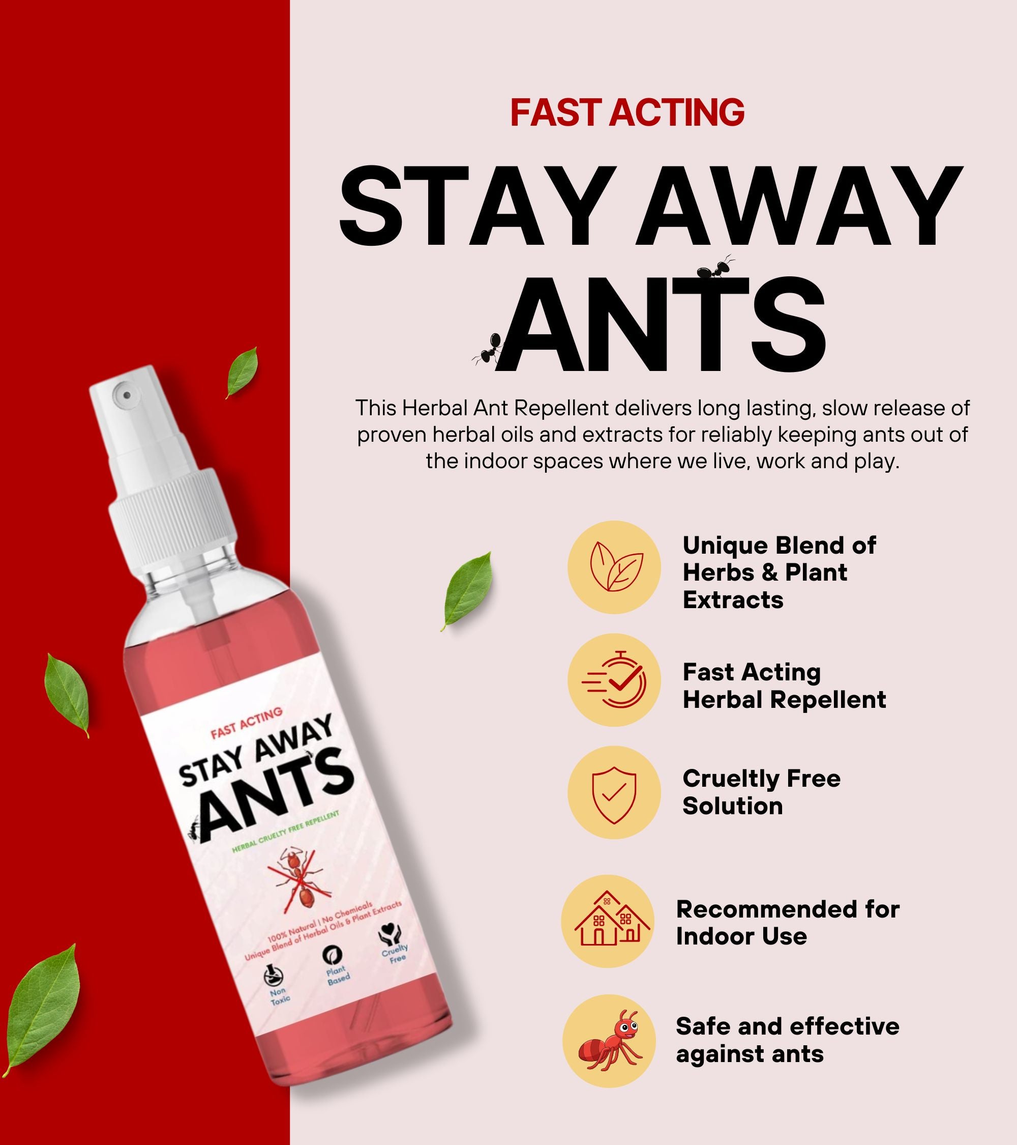 Stay Away Ants – Herbal Ant Repellent Spray | Plant-Based, Safe for Home Use, No Harsh Chemicals