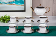 Premsons® High Tea Cup, Saucer & Teapot Set – Elegant Porcelain Tea Set for High Tea – Ombre Black