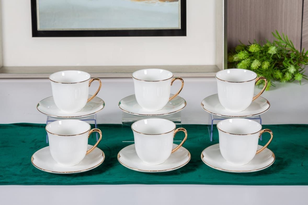 Premsons® Afternoon Tea Cup & Saucer Set – Elegant Porcelain Tea Cups for Tea & Coffee – White