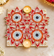 Premsons® Decorative Rangoli Tealight Holder Set with Embellished Floral Design