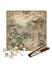 Premsons® The Emperor’s Summer Retreat Mahjong Table Mat – Premium Anti-Slip Square Gaming & Decorative Mat - 23 x 23 inch - Versatile Non-Slip Play Surface