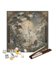 Premsons® The Emperor’s White Stallion Mahjong Table Mat – Premium Anti-Slip Square Gaming & Decorative Mat - 23 x 23 inch - Versatile Non-Slip Play Surface