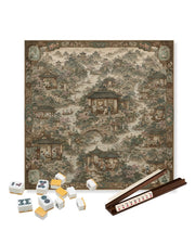 Premsons® The Hundred Tea Houses Mahjong Table Mat – Premium Anti-Slip Square Gaming & Decorative Mat - 23 x 23 inch - Versatile Non-Slip Play Surface
