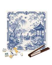 Premsons® The Scholar's Garden Mahjong Table Mat – Premium Anti-Slip Square Gaming & Decorative Mat - 23 x 23 inch - Versatile Non-Slip Play Surface