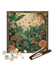 Premsons® Tigers of the Jade Jungle Mahjong Table Mat – Premium Anti-Slip Square Gaming & Decorative Mat - 23 x 23 inch - Versatile Non-Slip Play Surface