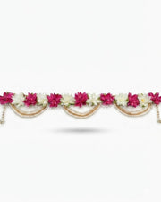 Premsons® Premium Handmade Magenta & Ivory Floral Toran for Main Door | Artificial Flower Bandarwal with Pearl & Gold Bead Chains | Door Hanging for Diwali, Wedding, Pooja & Housewarming Decor